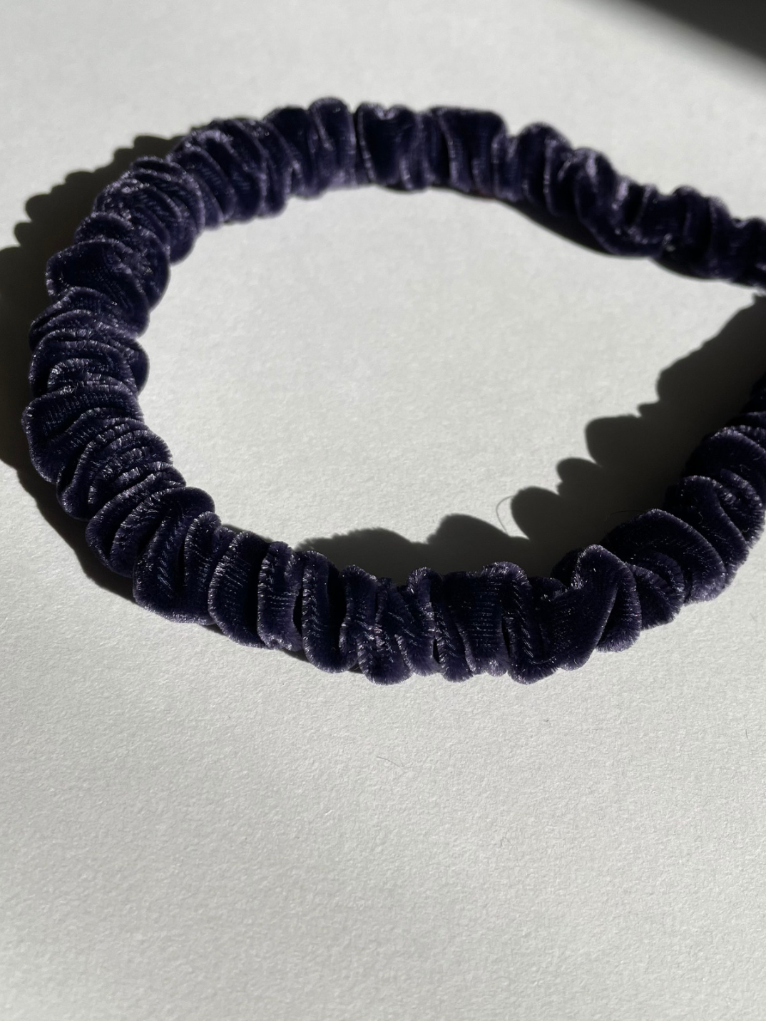 navy velvet silk headband sustainable fashion eco-friendly women-owned brand