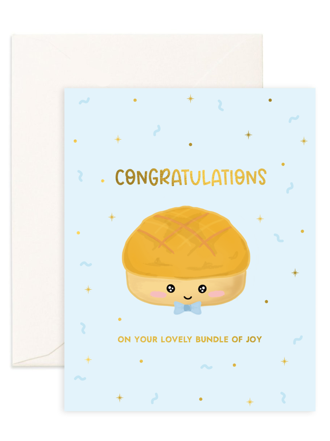 Format: Bi-fold, 108 x 140mm Material: Premium Stock with a luxurious matte texture Features: Blank Interior Foil: Gold Foil Envelope: Cream Colours may slightly vary Designed in Hong Kong cute eco-friendly greeting card for new moms printed on recycled paper perfect baby shower gift