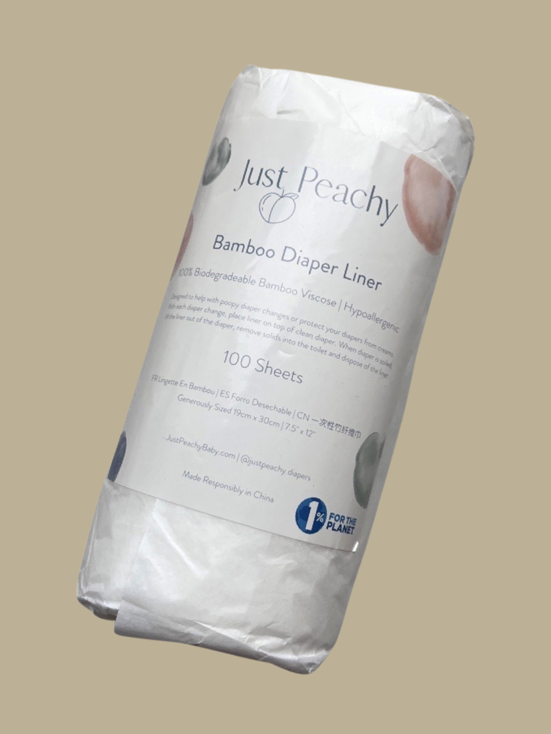 Squeamish about poopy cloth diapers? No fear, Just Peachy disposable biodegradable liners will make cleanup easy peasy! Editor's notes: Designed to be extra wide so that it's compatible with any diaper size with any excess tucked in, Just Peachy's bamboo liners will be super effective of catching poop, even the explosive ones! Once soiled, simply remove any solids into the toilet and dispose of your biodegradable liner appropriately.