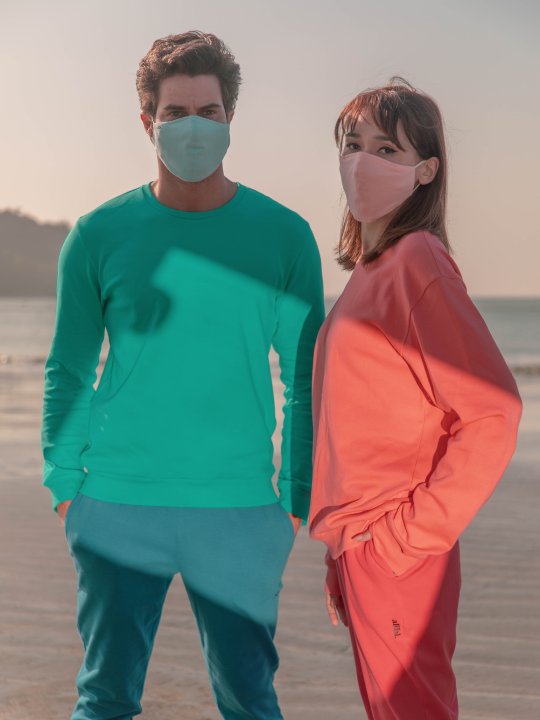 coral sweatshirt that's water-resistant, bacterially-defensive and ecologically-sustainable.