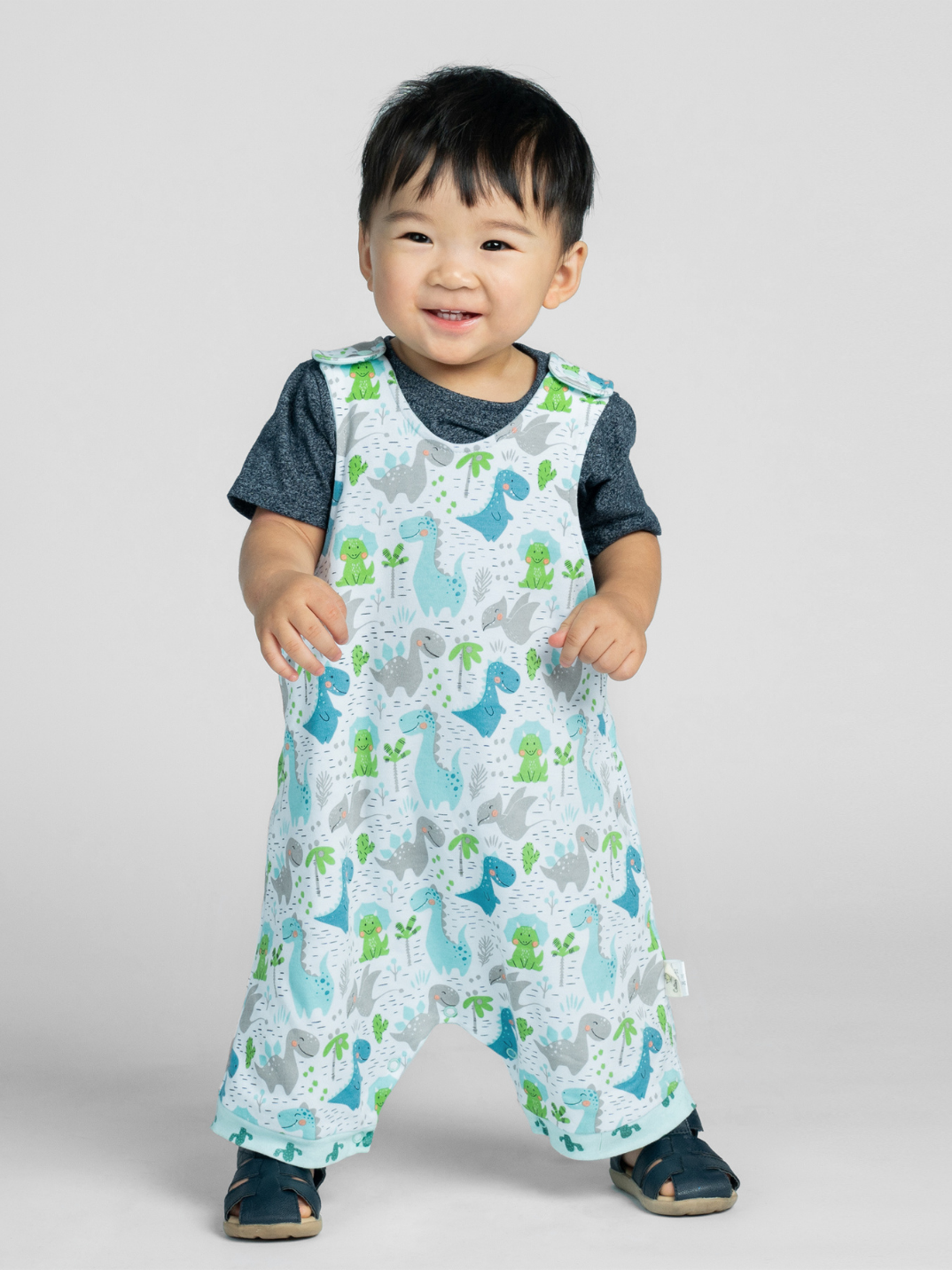 Pelele reversible con pechera de Dino y Cactus