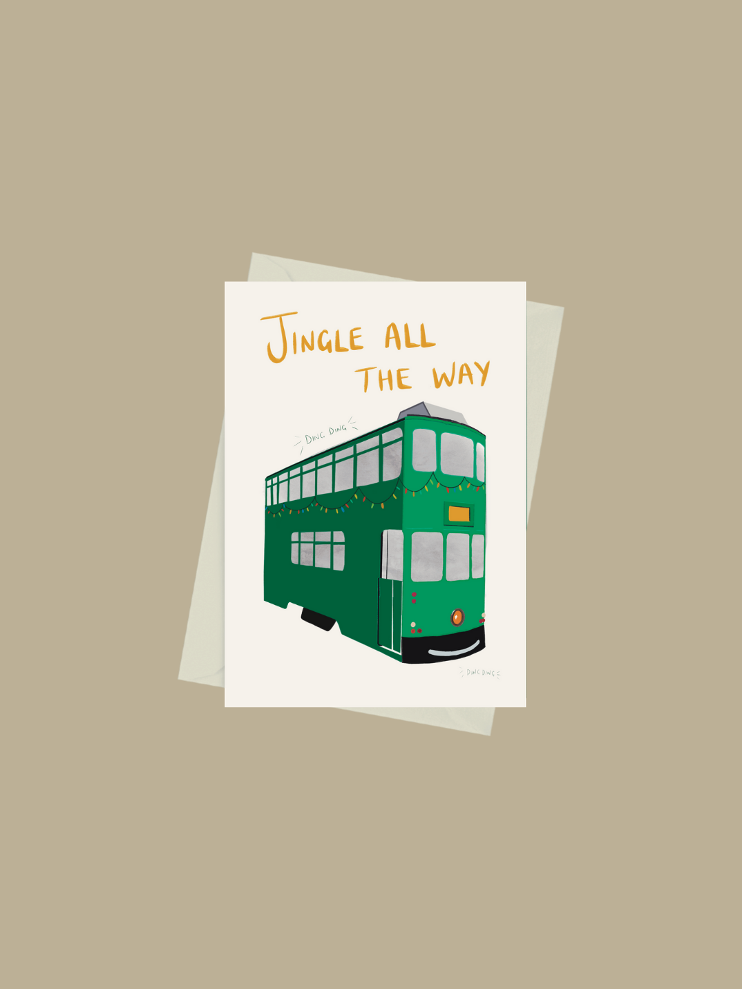 Christmas card jingle all the way greeting card printed on recycled paper