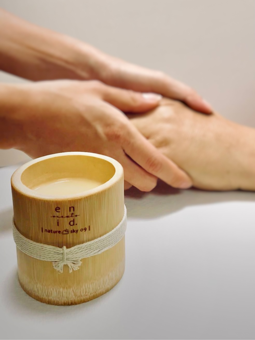 vegan cruelty-free eco-friendly sustainable bamboo massage candle nature-inspired made with soy wax enid-scents woman-owned brand shop sustainable gifts