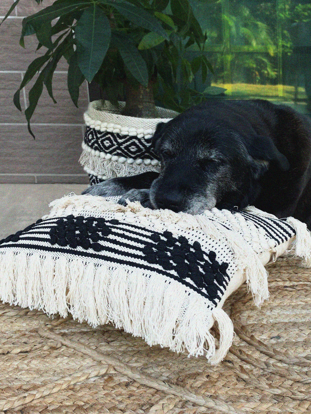 bohemian eye jute doormat handmade in India shop eco-friendly home goods sustainable