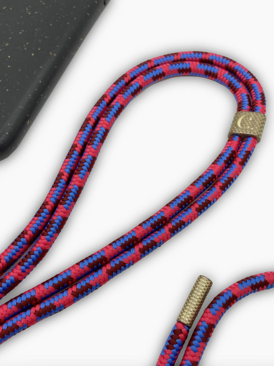 Sustainable Crossbody Phone Case / Granite Black & Pink