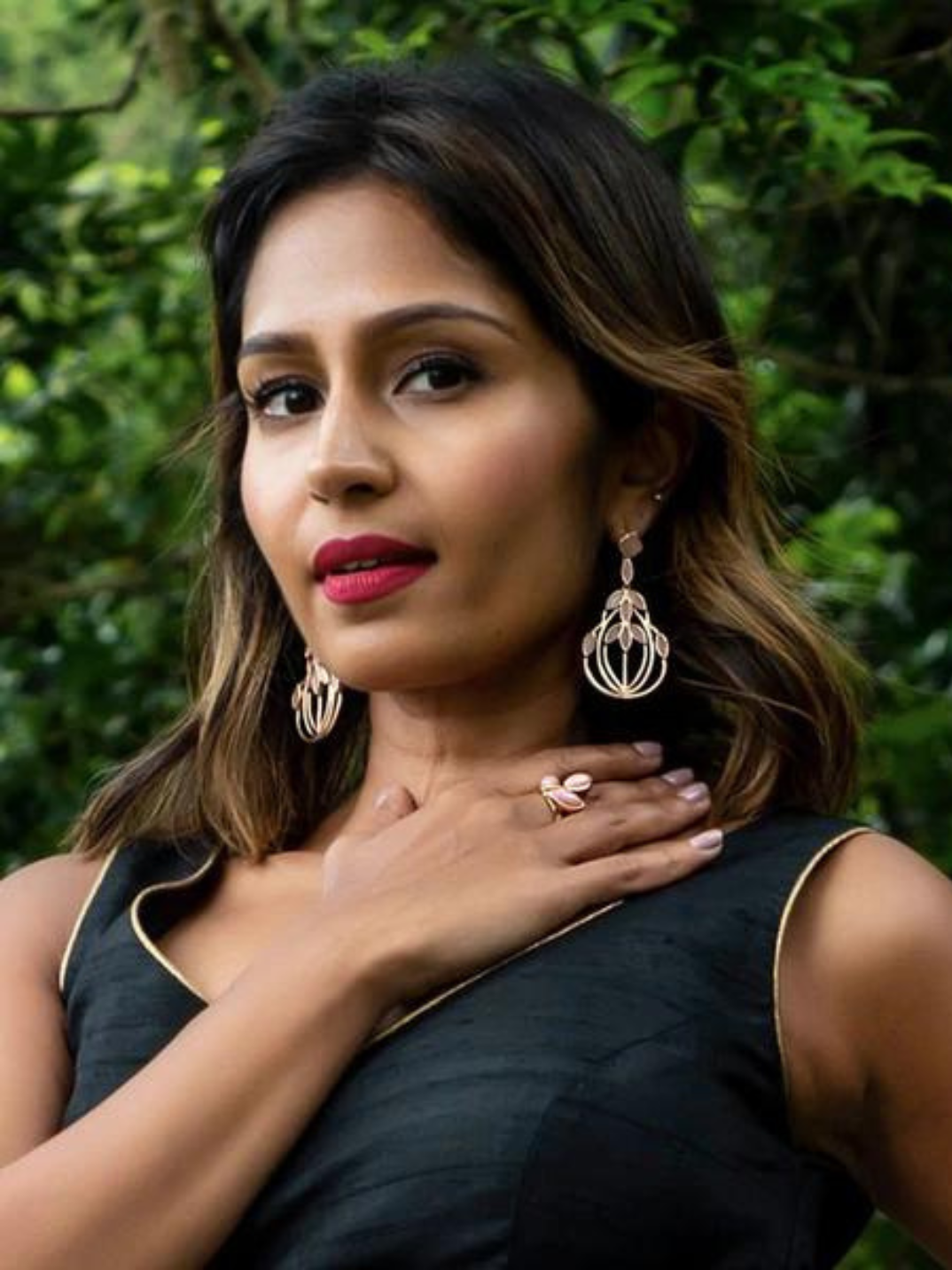 Our teardrop earrings are exceptional made using rose gold vermeil and inlaid with hand cut pink opal. The first design in the floral escape collection it is one of our signature and best selling pieces, versatile to wear from day into night. ethical fashion handcrafted earrings