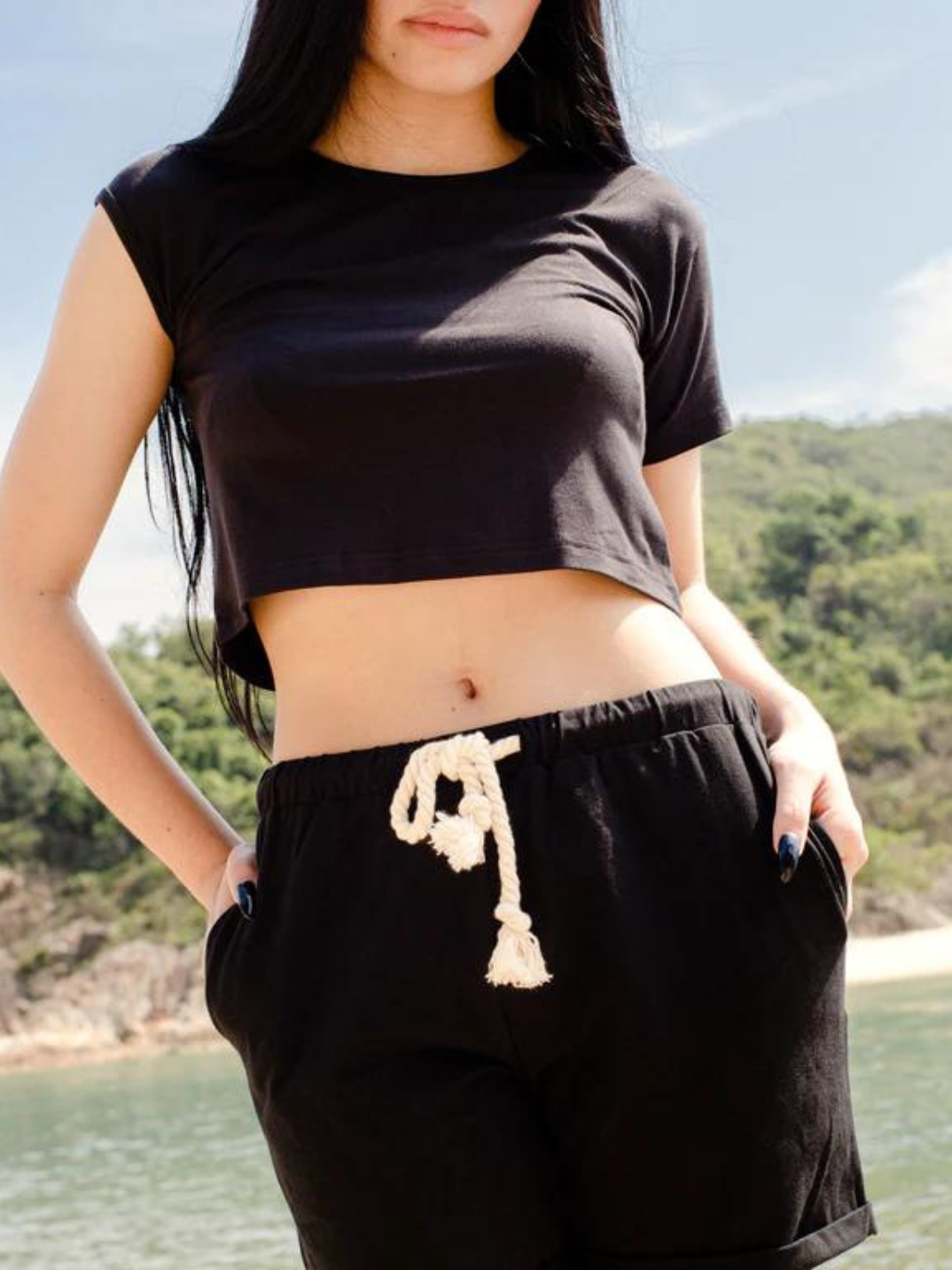 Basics For Basics organic cotton ethically-made crop top asymmetric t-shirt top