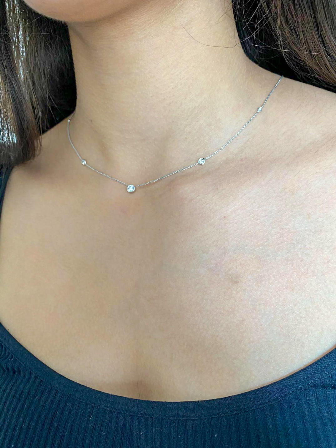 bezel set necklace lab grown diamonds ethicallhy-made jewelry sustainable fashion