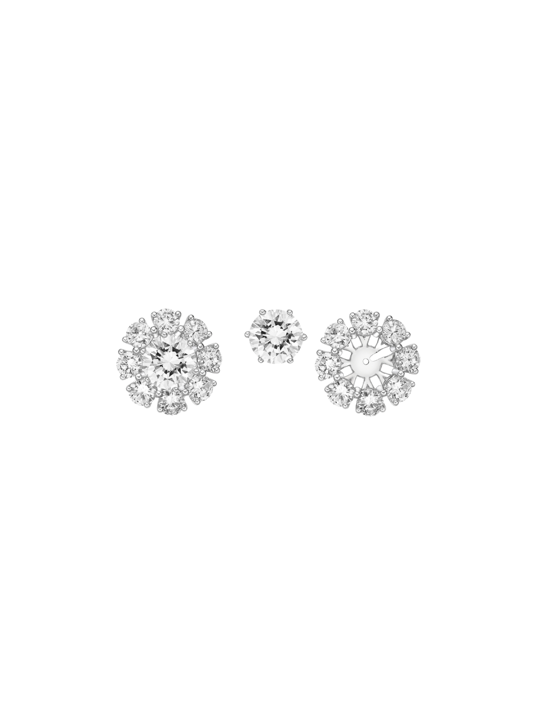 floral detachable jacket diamond earrings women's jewelry