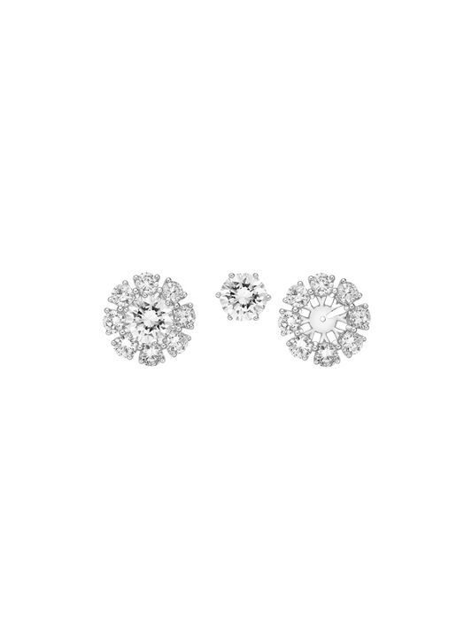floral detachable jacket diamond earrings women's jewelry