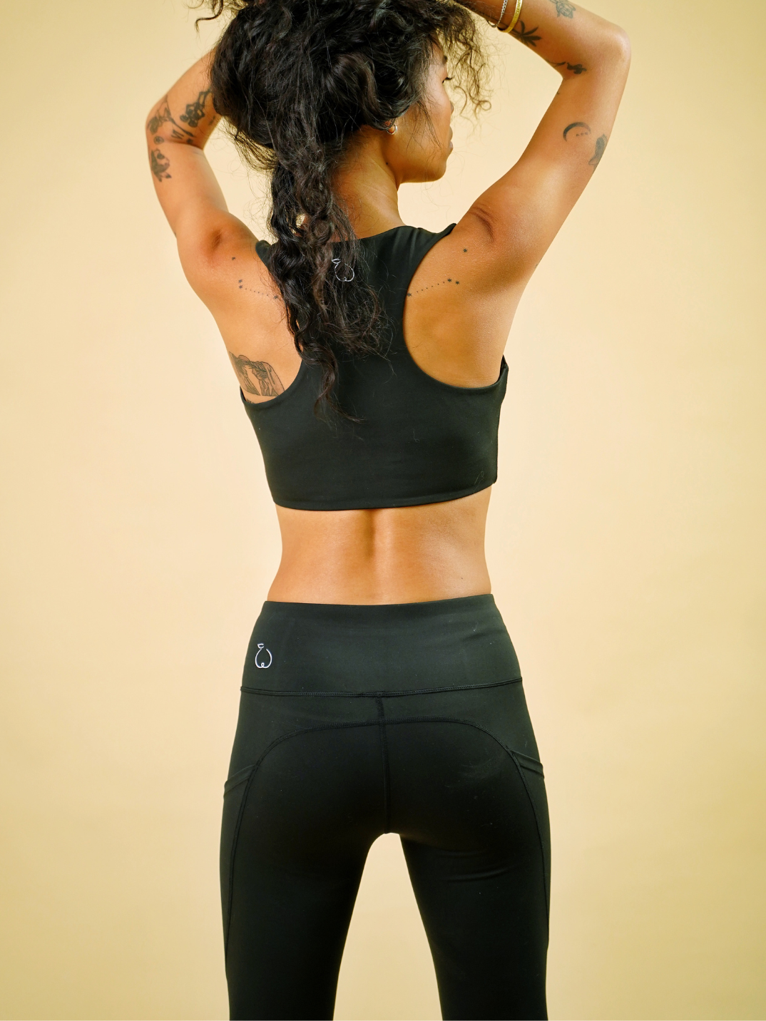 classic black hardcore leggings made from recycled materials sustainable brand activewear leggings