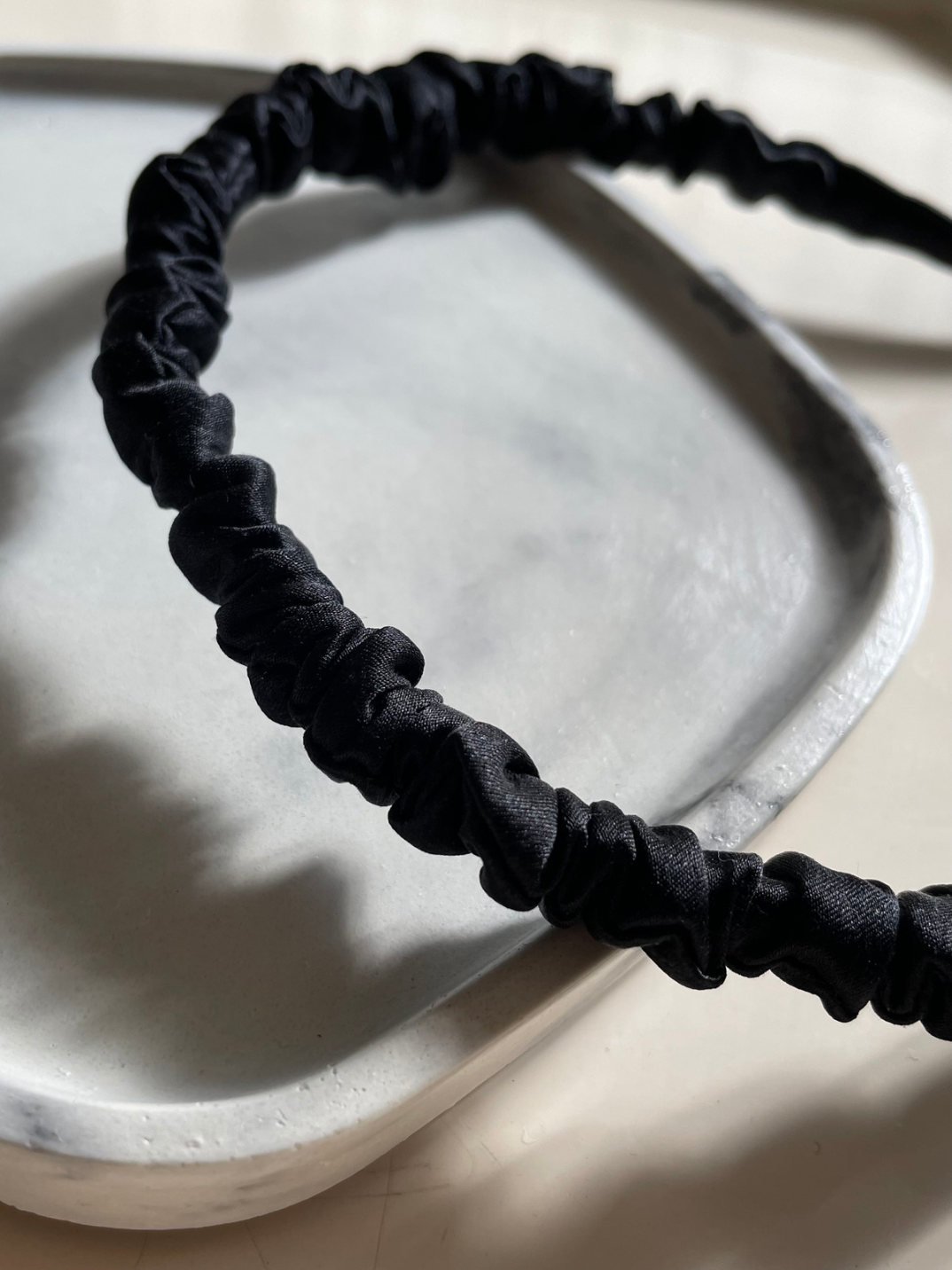 black silk headband deadstock fabric sustainable fashion ethical brand