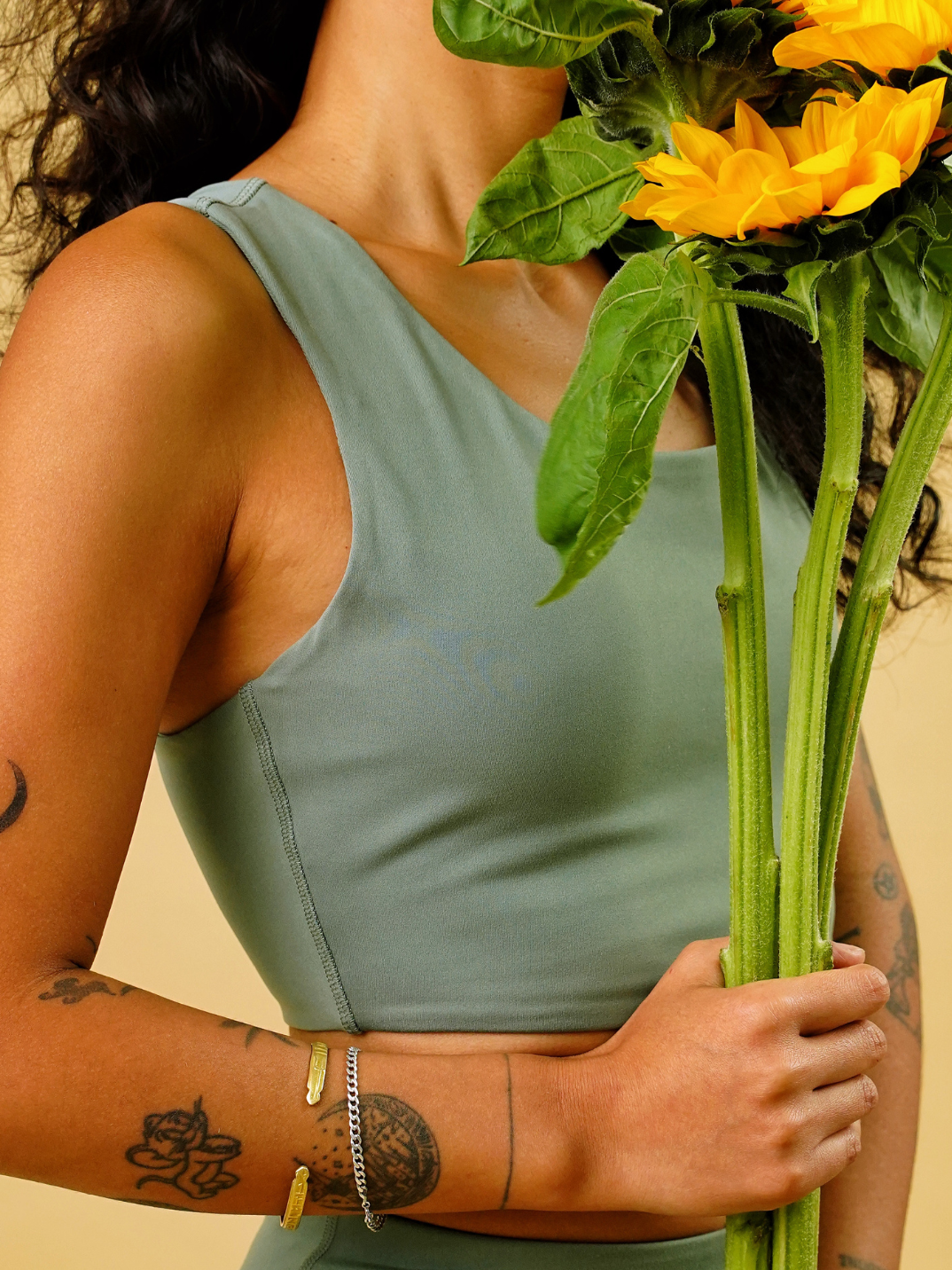 everyday top sports bra natural green eco-friendly ethical activewear made from recycled plastic bottles