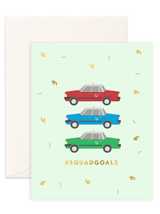 Eco-friendly greeting card printed on recycled paper cute food-inspired design shop sustainable ethical brands women-owned brands kind on the planet #squadgoals Hong Kong taxi