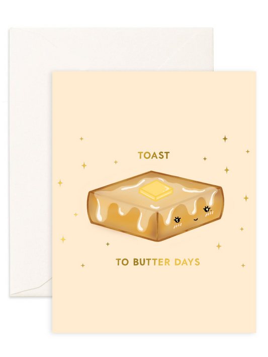 Eco-friendly greeting card printed on recycled paper cute food-inspired design shop sustainable ethical brands women-owned brands kind on the planet Hong Kong toast for foodies