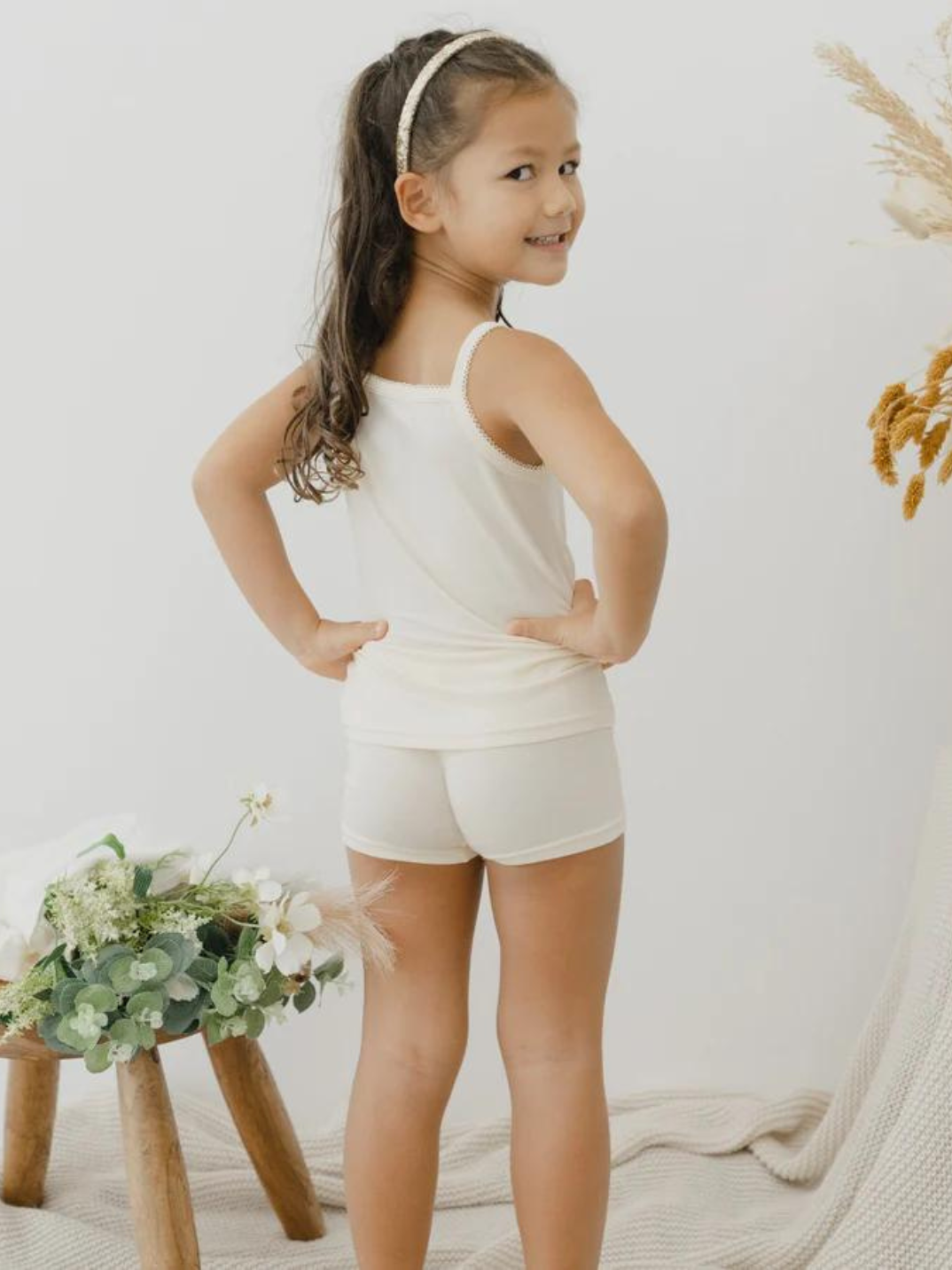 These shorties are super soft and gentle on your little ones' skin. Designed with a snug fit for play. Move in comfort for any activity with silky, breathable full coverage. Enjoy a comfy night's rest. Made with TENCEL™ Micro Modal Fibers with Eco Soft Technology. This set includes: 2x cream shorties. Shop now.