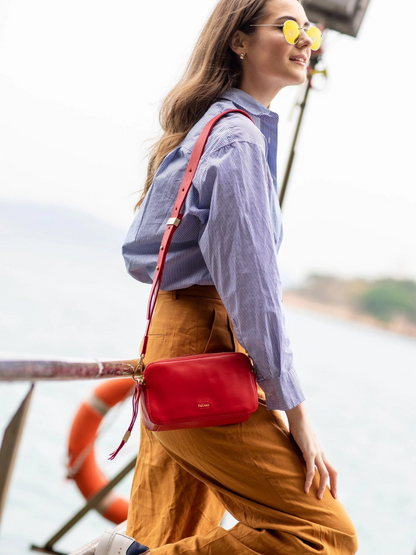 Ril Creed Polly crossbody bag ethically made from upcycled scrap leather ethical fashion brand based in Hong Kong
