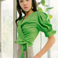 Jolie Wrap top Forest Green  made from upcycled deadstock fabric Rou So ethical fashion brand