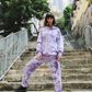 purple lilac tie-dye loungewear trousers 100% organic cotton Maha Yogi ethical brand