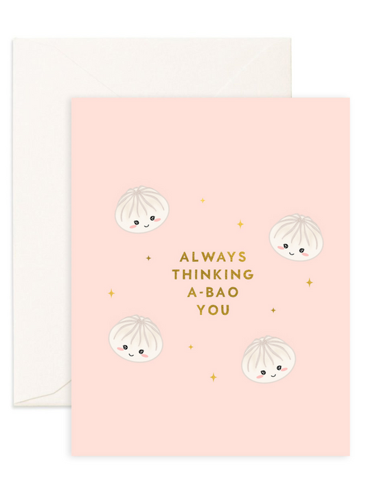 Eco-friendly greeting card printed on recycled paper cute food-inspired design shop sustainable ethical brands women-owned brands kind on the planet bao made for foodies