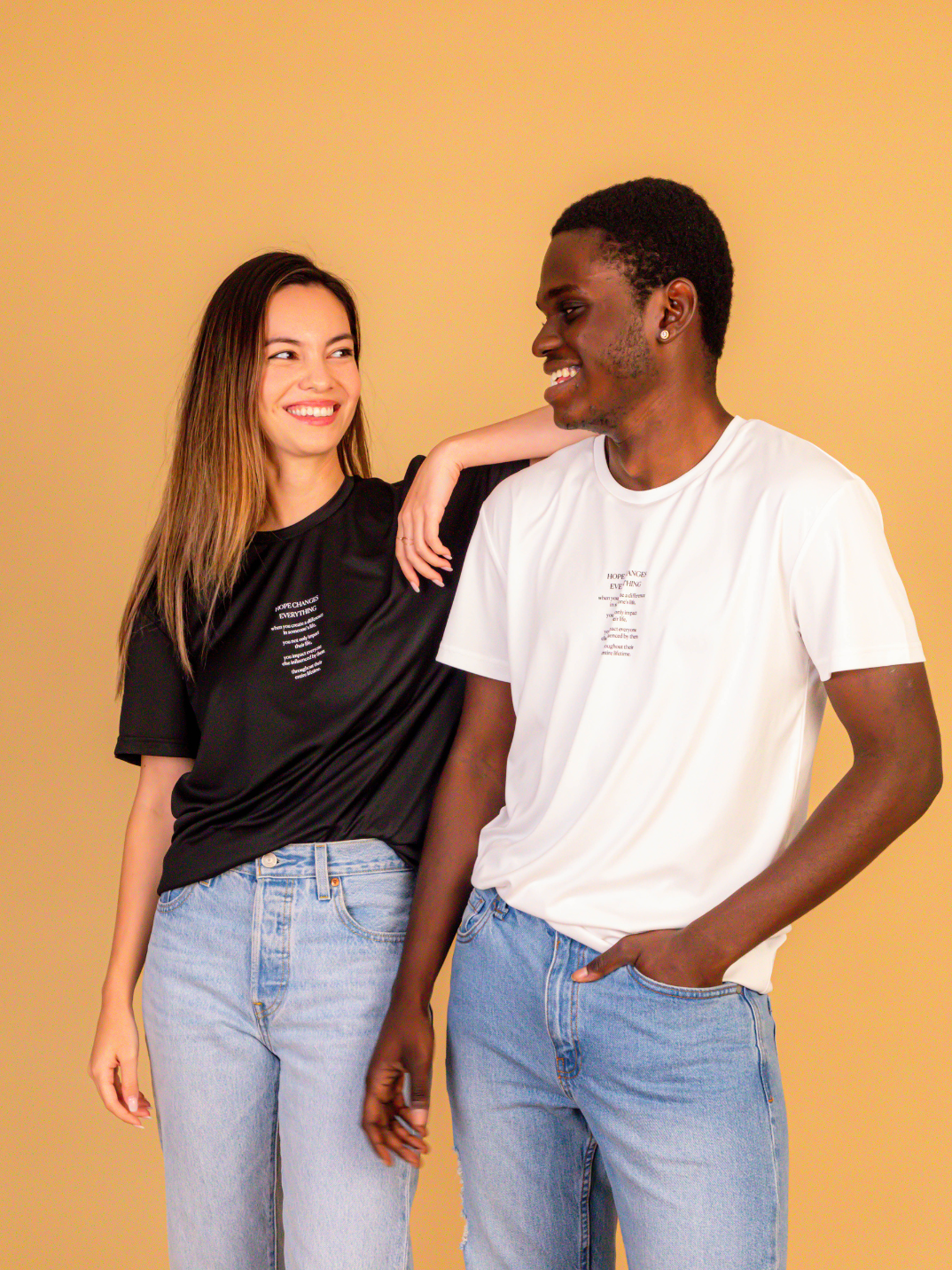 white t-shirt unisex charity t-shirt tee made from recycled materials sustainable fashion non-profit charity eco-friendly fashion