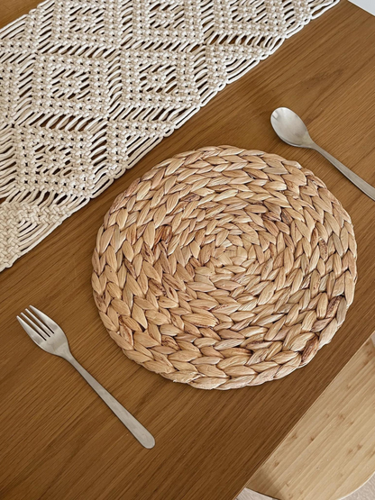 braided natural seagrass placemat made in India eco-friendly bohemian natural tableware
