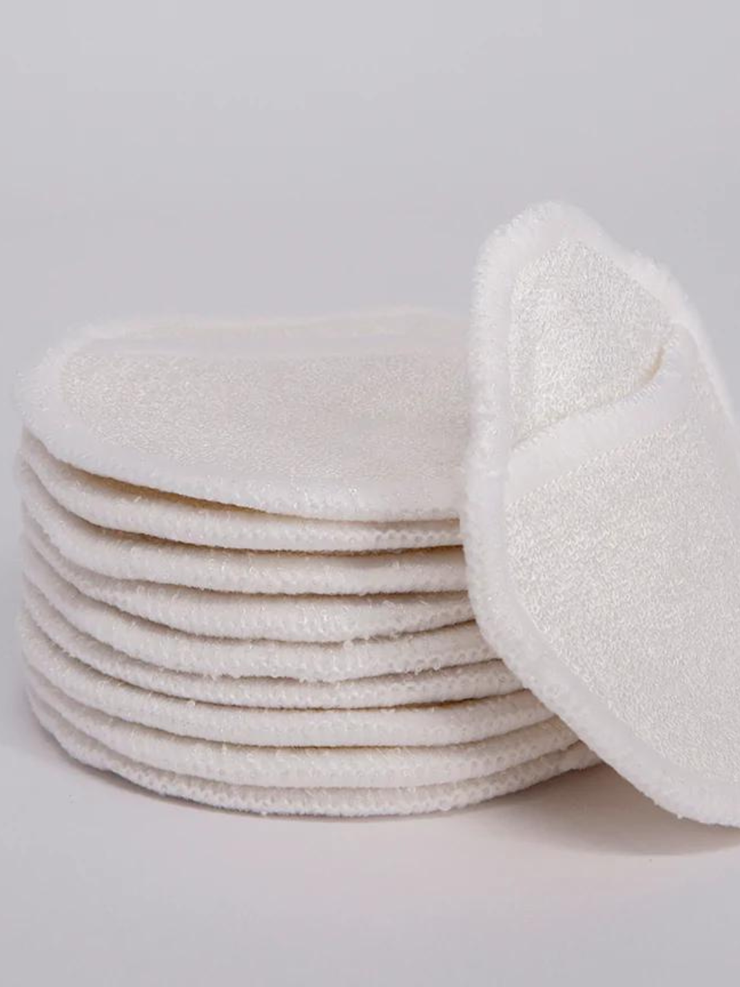 Our 100% bamboo fiber reusable face wipes are a great sustainable alternative to disposable facial rounds, single-use wipes, or cotton pads/balls. They're made from a soft terry bamboo that's perfect to use on delicate skin. These wipes have a little fold to put your fingers for easy use.