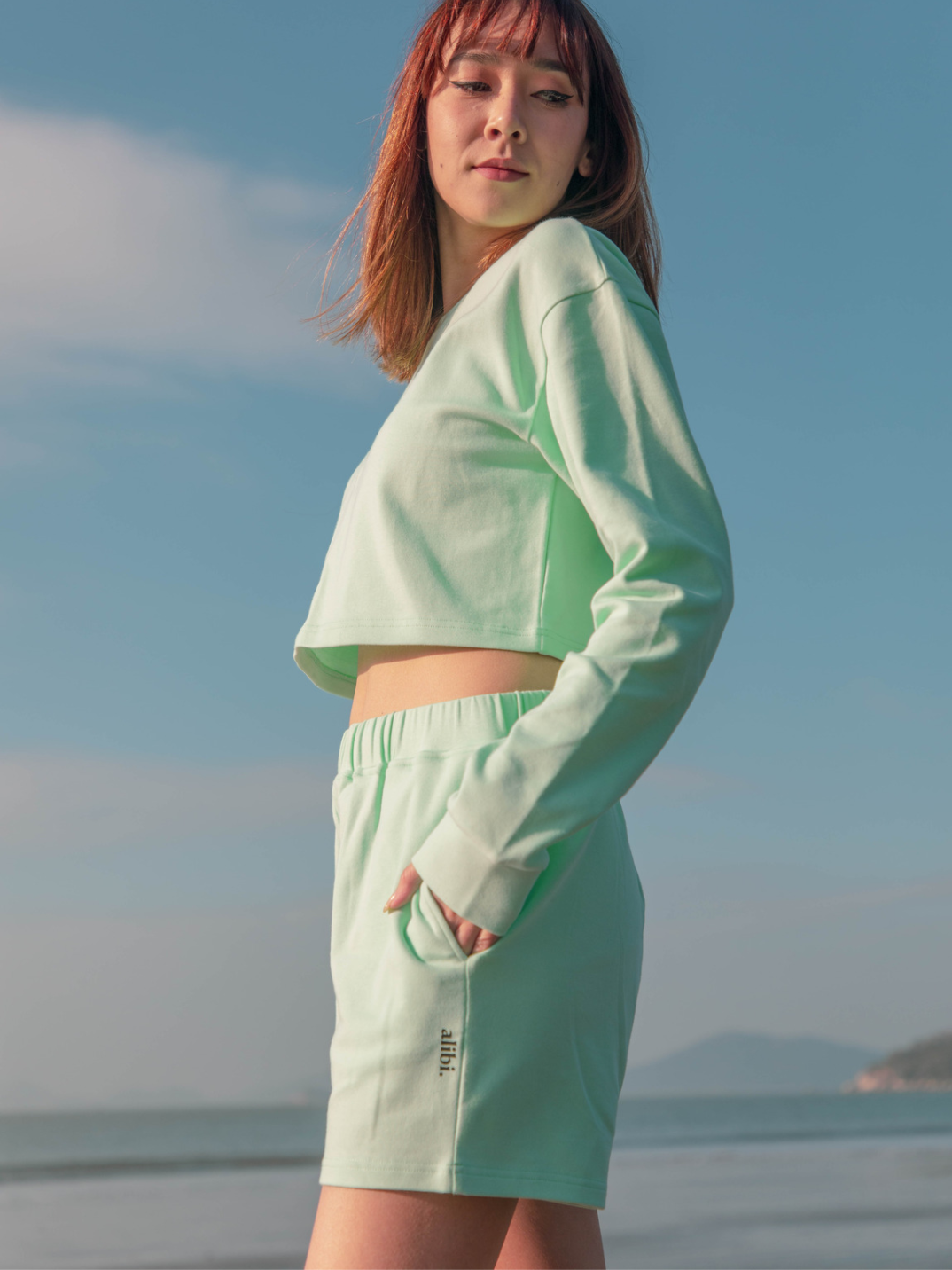 comfortable sustainable durable biologically defensive sustainable fashion eco cropped sweater mint green
