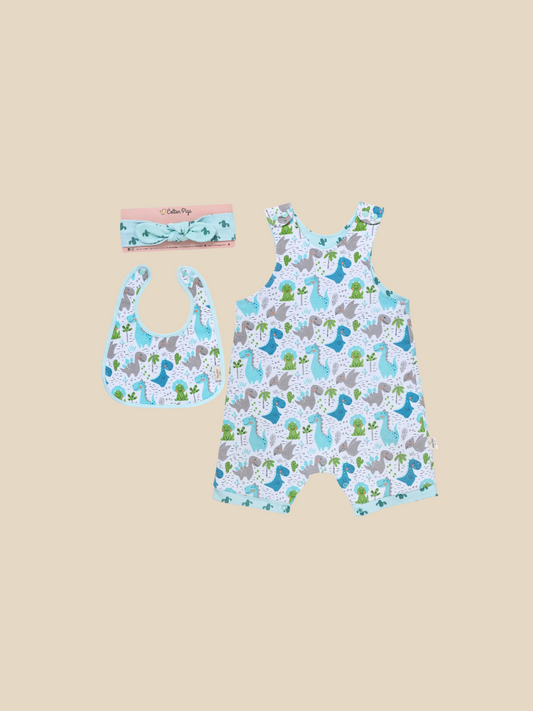 An adorable baby romper set in a dino & cactus print, featuring a reversible romper, bib and headband. All of our gift sets come with complimentary gift wrapping services. One of our most important priorities when we design a new piece of clothing is making sure the softness is spot-on and we’ve nailed it here. 