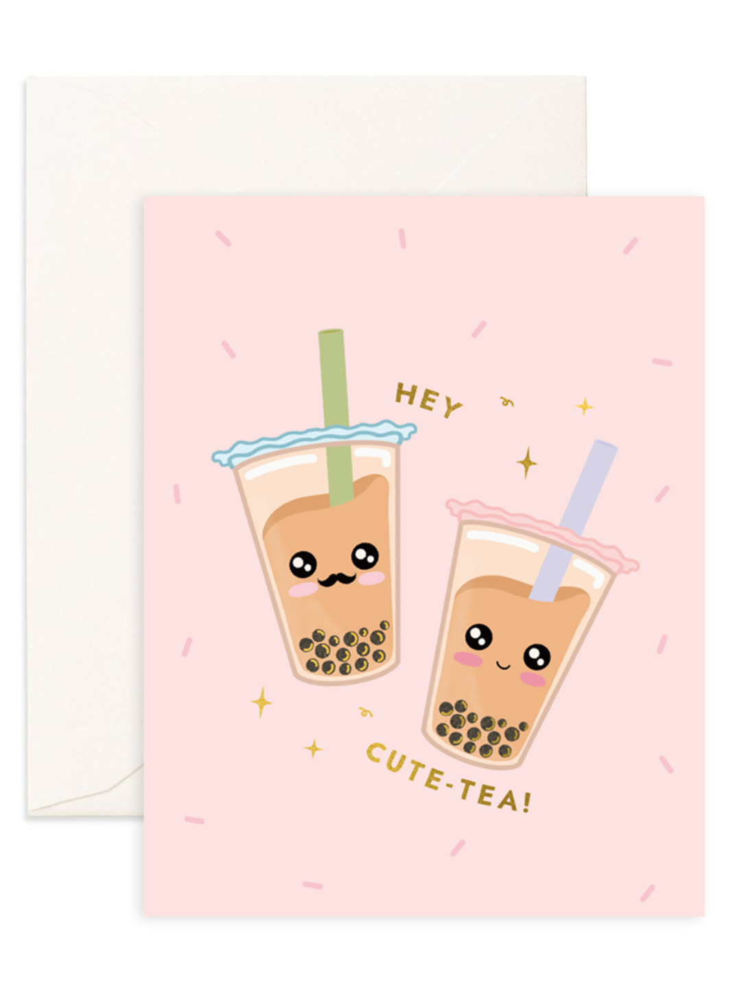 Eco-friendly greeting card printed on recycled paper cute food-inspired design shop sustainable ethical brands women-owned brands kind on the planet bubble tea