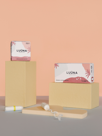 LUUNA organic cotton tampons plastic-free applicator-free low waste period care