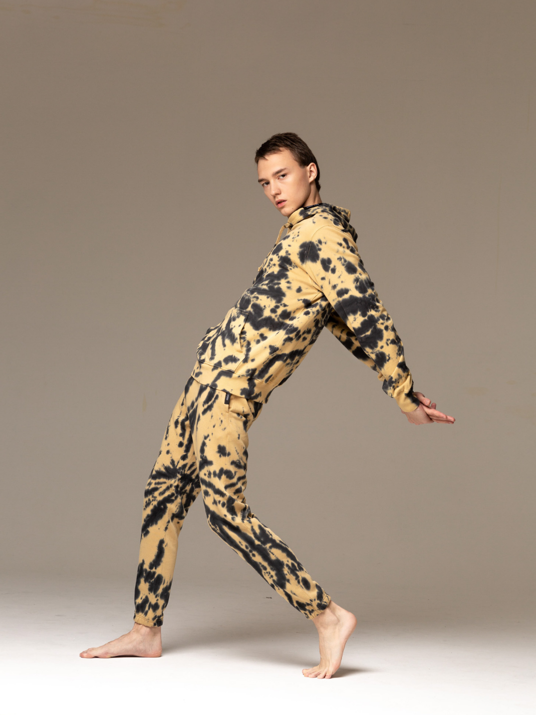 Nebula trousers 100% organic cotton tie-dye loungewear pants mustard sustainably ethical brand