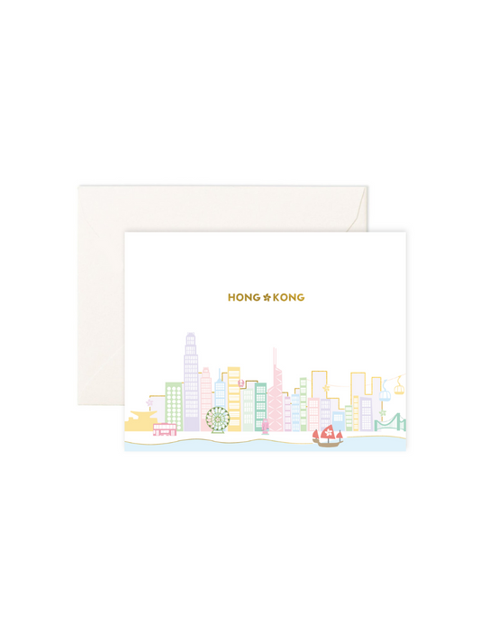 Eco-friendly greeting card printed on recycled paper cute food-inspired design shop sustainable ethical brands women-owned brands kind on the planet Hong Kong skyline