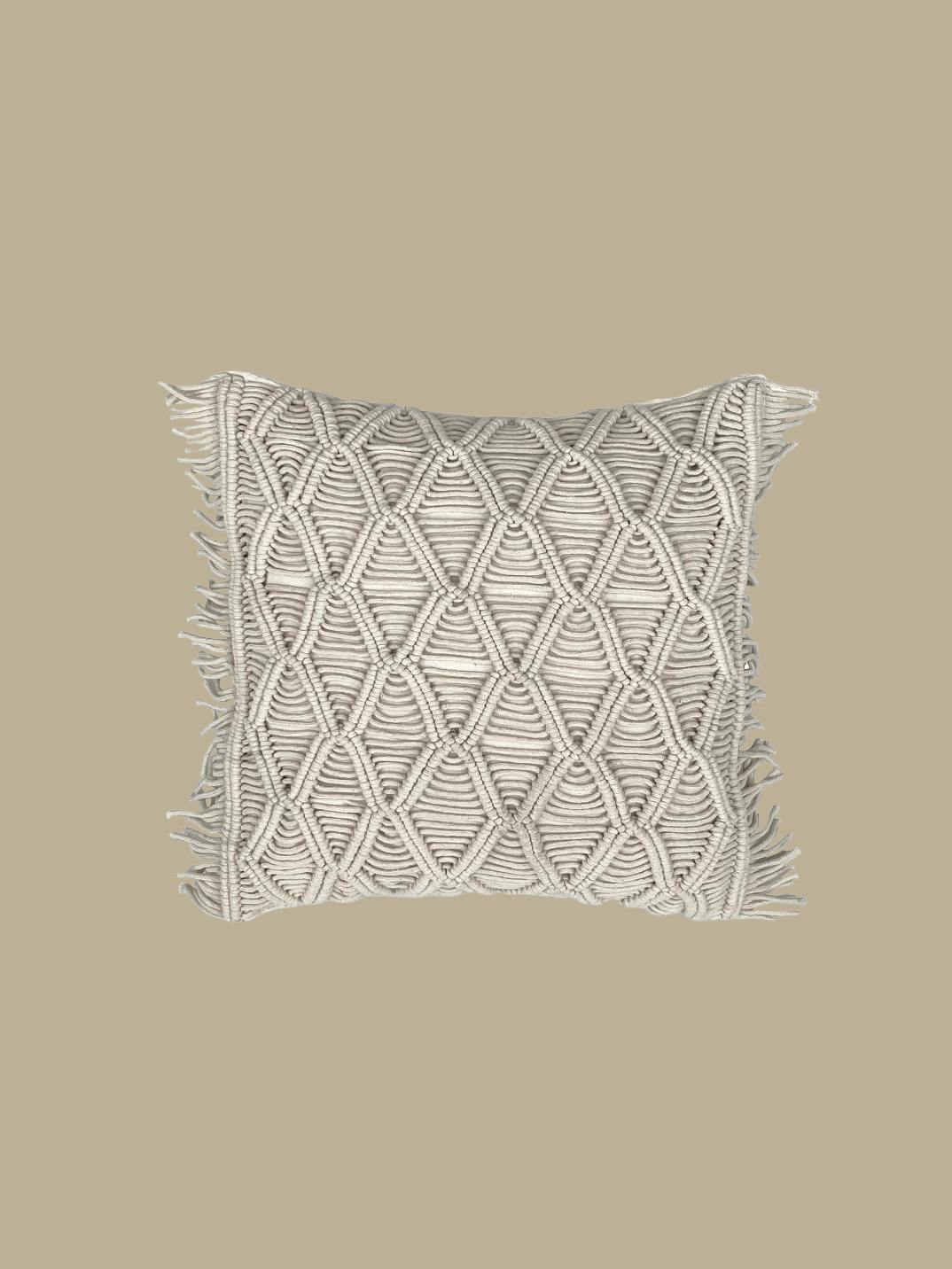 diamond macrame cushion 100% cotton made in India shop women-owned sustainable brands ethical home goods bohemian style