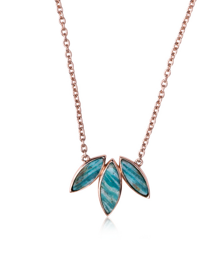Our Amazonite & Rose gold necklace will bring you closer to nature & add a touch of colour to your outfits. Perfect to pair with florals or neutral colours. Ethically handcrafted jewelry designed in Australia sustainable fashion brand
