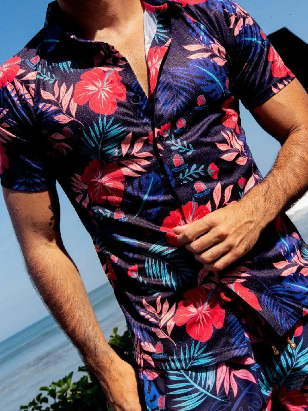 Mazu Resortwear Tropical Junk Boat Hawaiian Shirt XXL