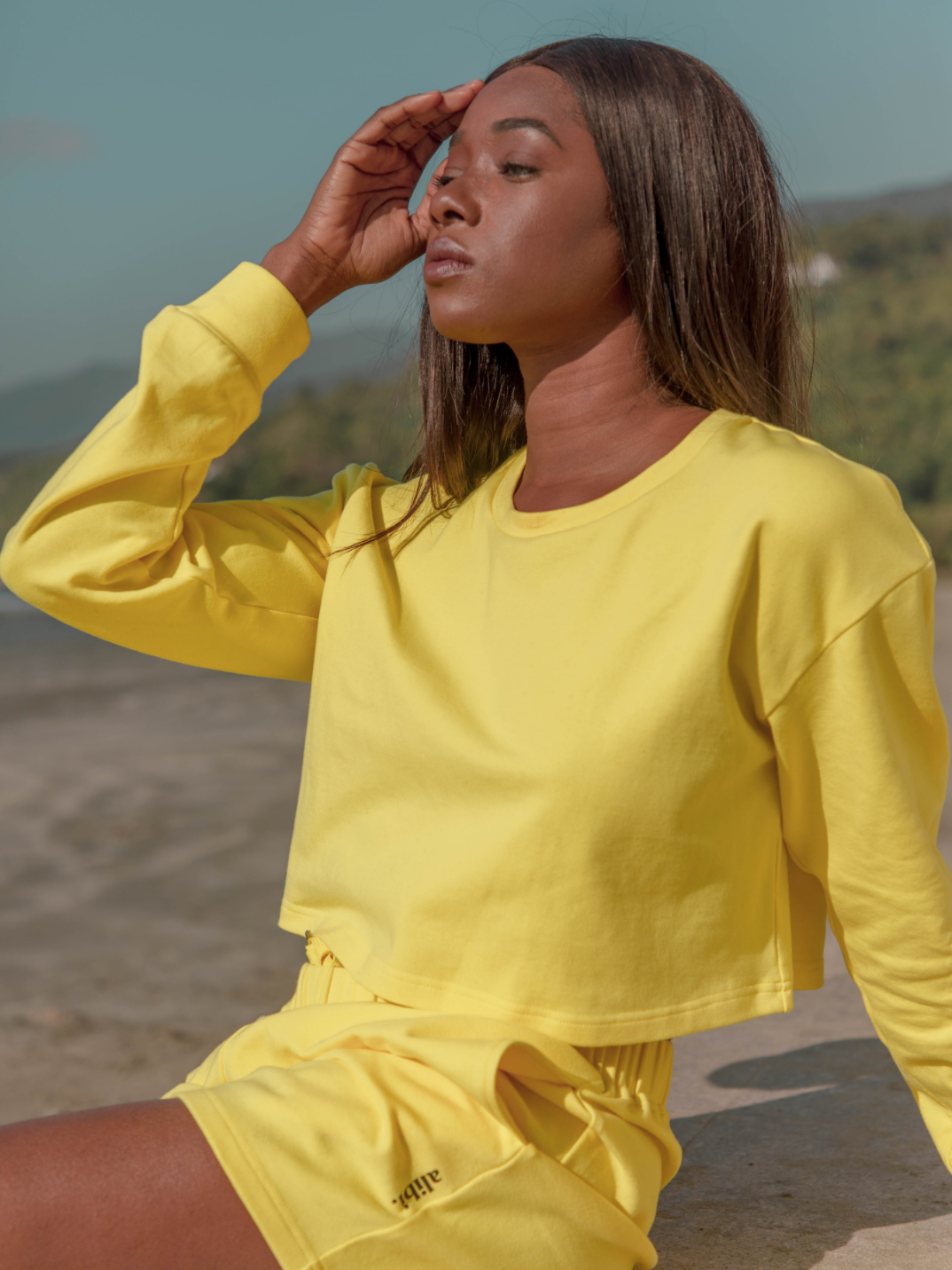 durable comfortable cropped sweater biologically-defensive sustainable fashion yellow cropped sweater