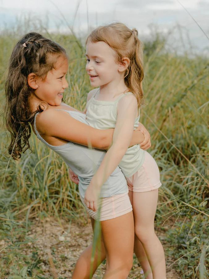 Just Peachy Camisoles are super soft and gentle on your little ones' skin. Designed with a snug fit for play, movement and a comfy night's rest. Add the breathable Camisole layer under your day clothes or snooze in maximum comfort.  Green Blue camis comfortable soft children's clothing. Shop eco-friendly kids fashion.