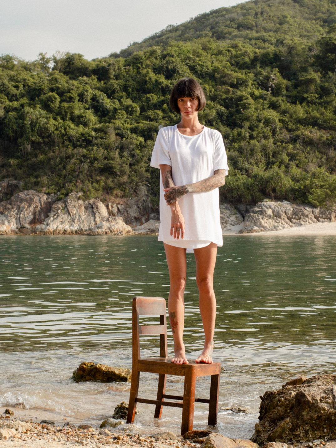 Oversized comfy t-shirt unisex white tee sustainable fashion brand Basics for Basics