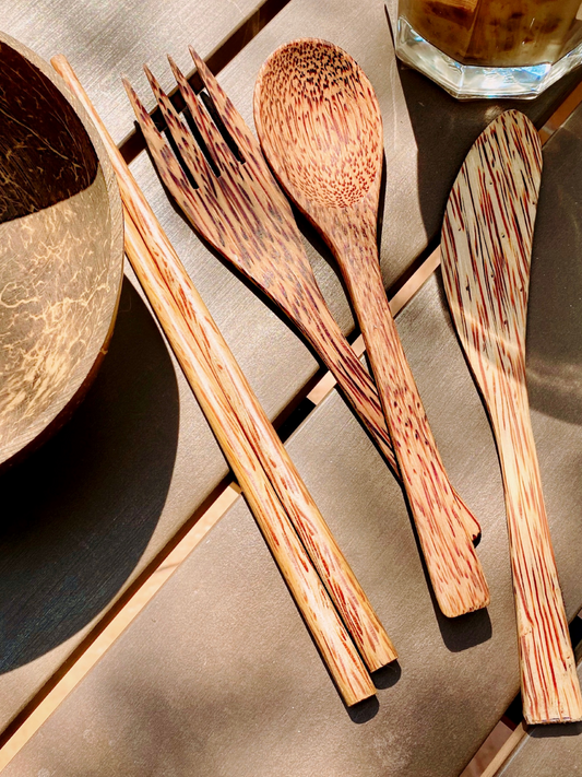 coconut wooden cutlery set zero waste essentials for low waste living