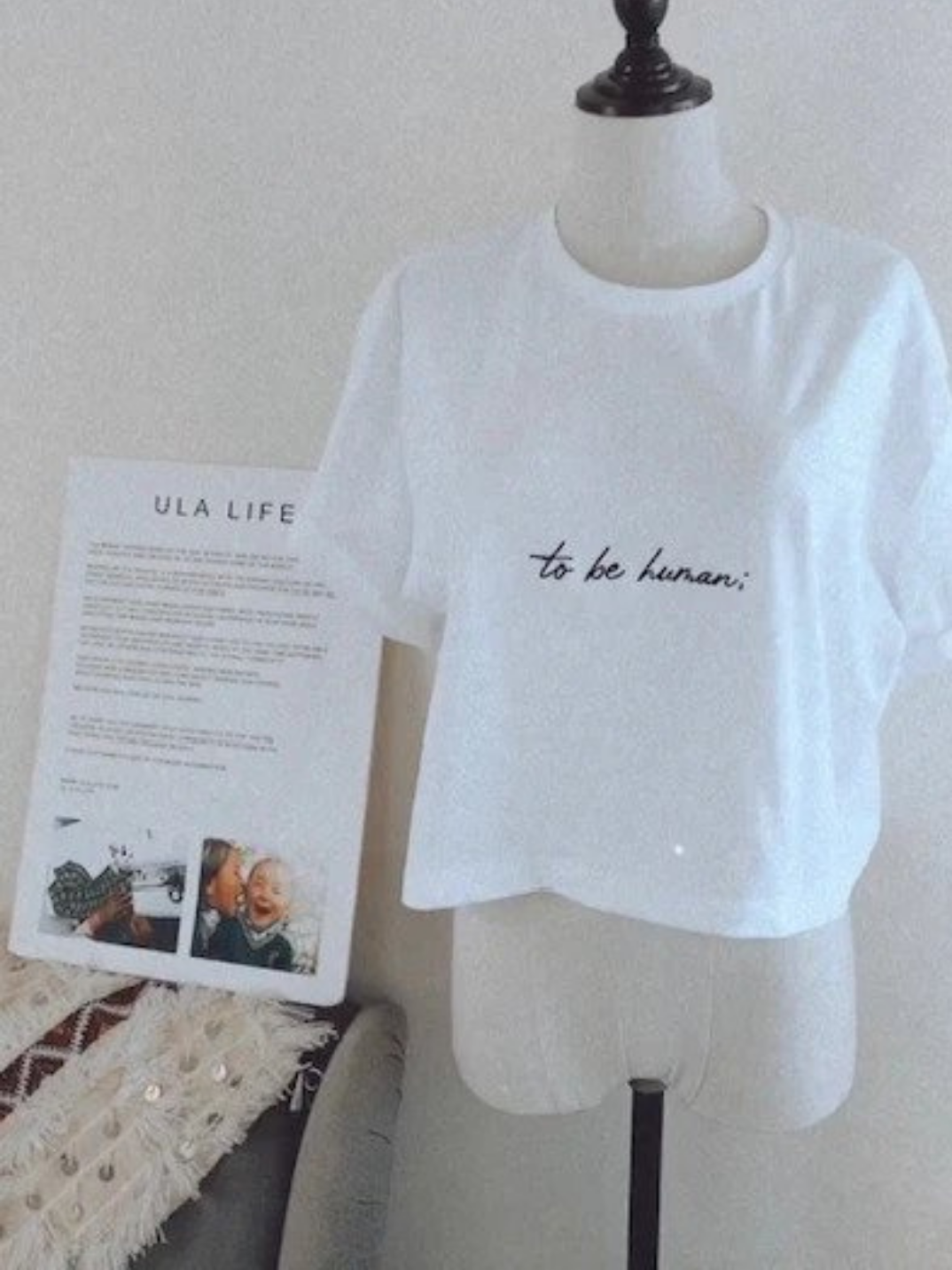 Ula Life To Be Human crop t-shirt 100% organic cotton tee that gives back to help Tibetan children in need