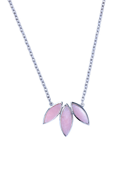 If you love silver and a touch of pink then this necklace is for you. Featuring the gemstone pink opal which is a powerful stone for the heart.  Ethically handcrafted sterling silver jewelry sustainable fashion brand