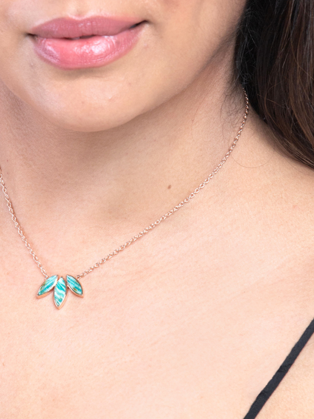 Our Amazonite & Rose gold necklace will bring you closer to nature & add a touch of colour to your outfits. Perfect to pair with florals or neutral colours. Ethically handcrafted jewelry designed in Australia sustainable fashion brand