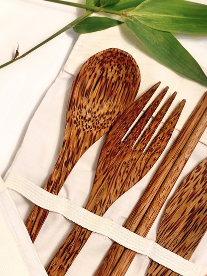 coconut wooden cutlery set zero waste essentials for low waste living handmade in Vietnam