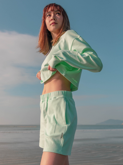 comfortable sustainable durable biologically defensive sustainable fashion eco cropped sweater mint green