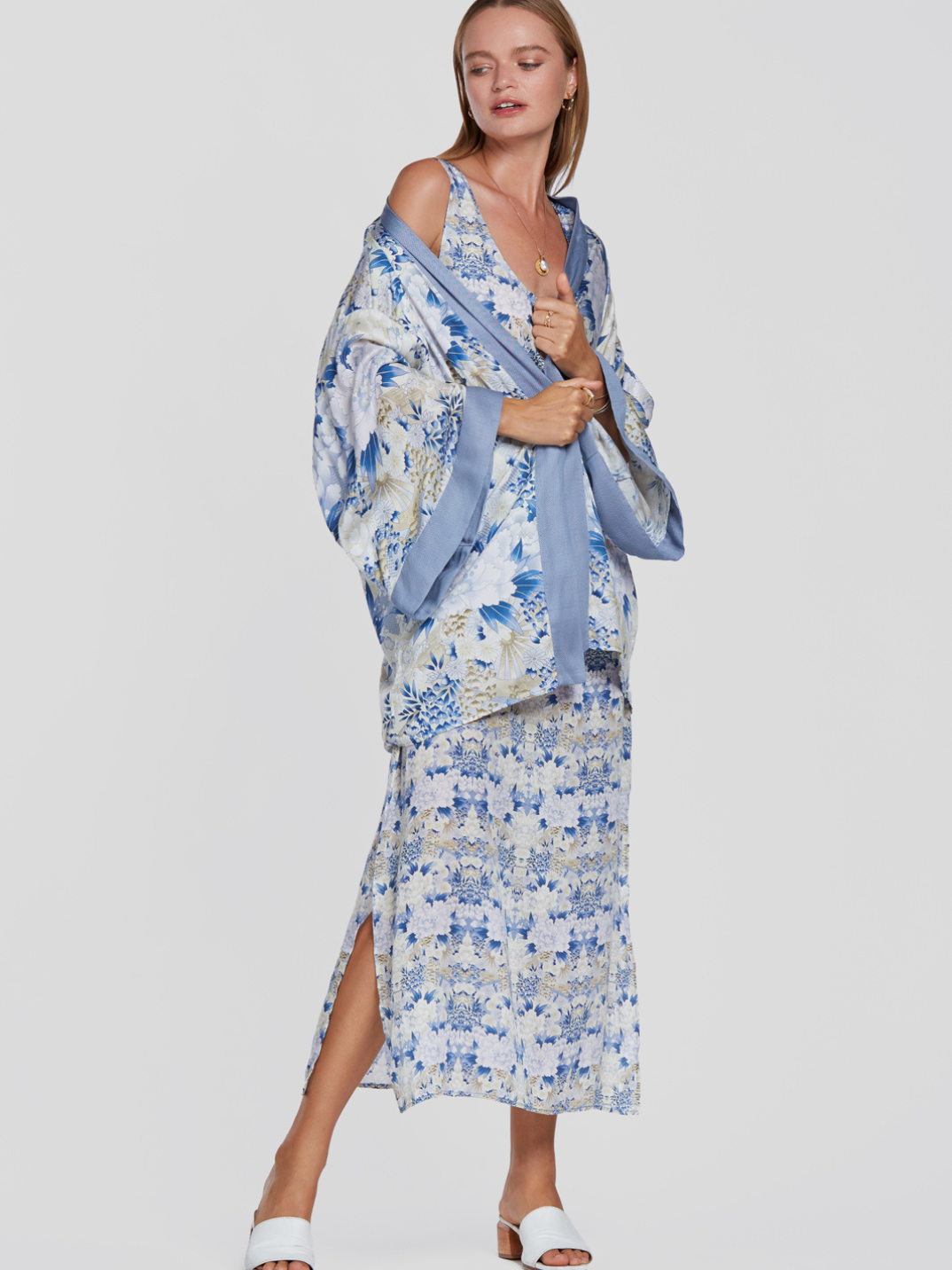 On sale now. The Kiku Flower Kimono is the ultimate eco-luxe piece for your capsule wardrobe. Ethically made in Bali with biodegradable materials. Shop sustainable fashion.