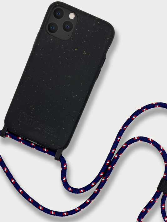 Sustainable Crossbody Phone Case / Granite Black & Navy