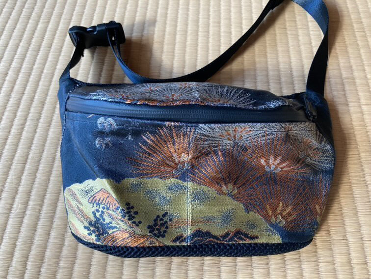 bum bag made from antique kimono handcrafted in Japan by Mikan Bags slow sustainable fashion