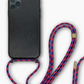 Sustainable Crossbody Phone Case / Granite Black & Pink