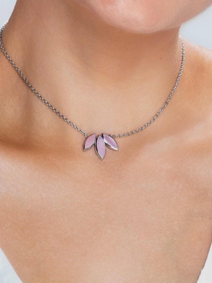 If you love silver and a touch of pink then this necklace is for you. Featuring the gemstone pink opal which is a powerful stone for the heart.  Ethically handcrafted sterling silver jewelry sustainable fashion brand